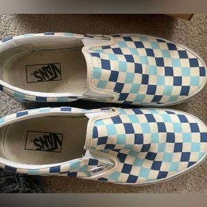 Blue check board vans